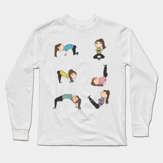 Yoga Pose Girl Long Sleeve T-Shirt by Wild Tangents